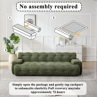 Cloud Series Minimalist Button Tufted Square Arm 3 Seater Sofa