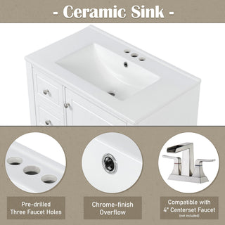 Freestanding Bathroom Vanity With Sink, Soft Close Door, 3 Drawers