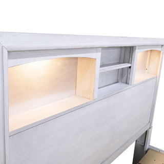 Bed With Built In LED Lights And Open Shelves