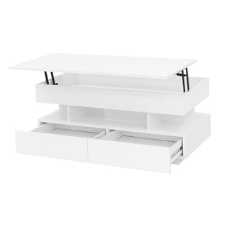 Multi Functional Lift Top Coffee Table With 2 Drawers