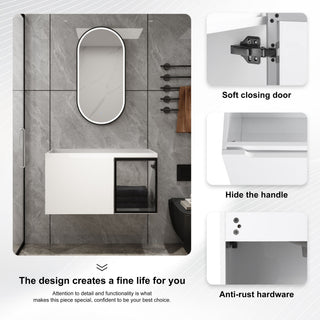 36" (35 1 / 4") Wall Mounted Bathroom Vanity, Cabinet With Half Door (Excluding Sink) - Glossy White