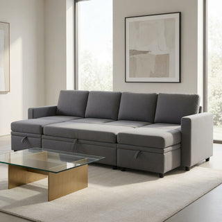 Extra Wide U - Shape Convertible Sleeper Sofa Bed With Dual Storage Ottoman