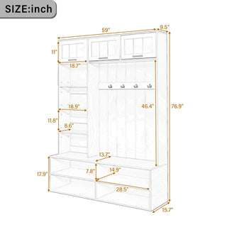 Farmhouse Hall Tree & Bench And Shoe Storage