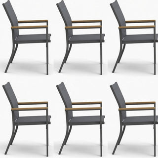 Outdoor Patio Chairs, Ergonomic (Set of 6) - Gray