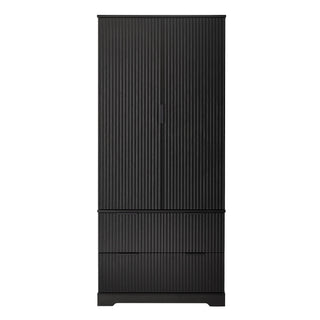 Fluted Kitchen Pantry Cabinet With 2 Large Drawers & 8 Door Spice Rack