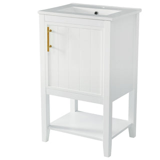 Modern Bathroom Vanity With Sink, Soft-Closing Door And Open Shelf