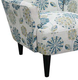 Floral Accent Chair - Blue - Wood