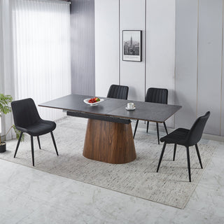 Extendable Dining Table With Cone Base - Brown / Black