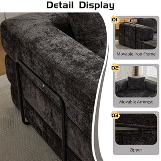 Convertible Floor Sofa Bed With Pillow Back Support Armrest