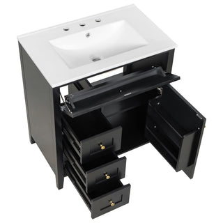 Modern Bathroom Vanity With Sink, 3 Drawers And Adjustable Shelf