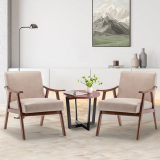 Mid Century Modern Accent Chair With Solid Wood Frame And Extra Thick Backrest