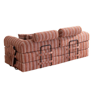 Convertible Sleeper Sofa Bed With High Density Compressed Sponge For Living Room - Red Striped