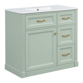 Modern Bathroom Vanity With Sink, 4 Drawers, Soft-Close Door, Adjustable Shelf