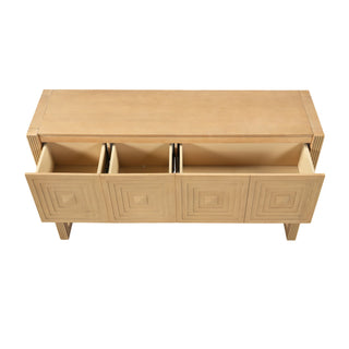 Geometric Carved Console Table With 3 Soft Close Drawers