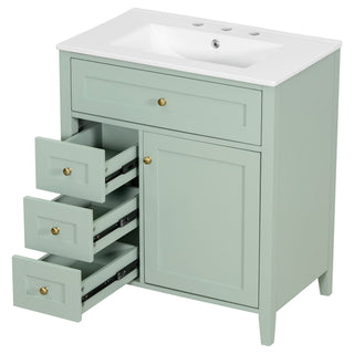Modern Bathroom Vanity With Sink, 3 Drawers And Adjustable Shelf