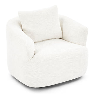360° Swivel Barrel Sofa Chair With Throw Pillow, Upholstered Accent Chair