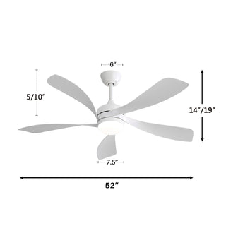 52" Ceiling Fan With 3 Color Dimmable LED Light, 5 Blades, Remote Control, Reversible DC Motor