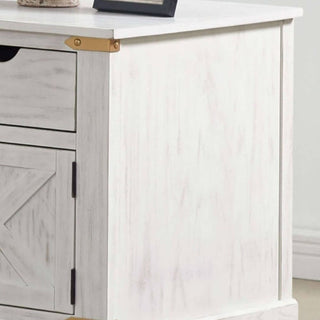 End Table With Storage Drawer And Shelves - Antique White / Gold