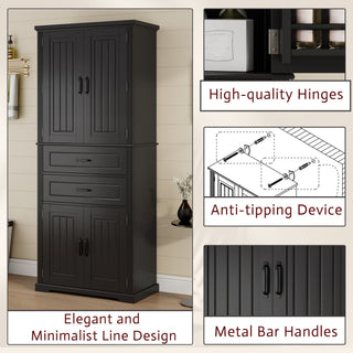 Storage Cabinet With Adjustable Shelves, 2 Drawers, Doors