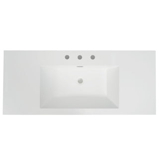 Vanity Top With 3 Faucet Holes, Rectangular Basin For Bathroom - White