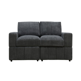 Oversized Modular Sectional Sofa Set With Loveseat & Ottoman, 6 Piece Living Room Furniture - Dark Gray