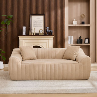 Oversized 2 Seater Loveseat With 2 Decor Throw Pillows, Deep Seat Sofa For Living Rooms