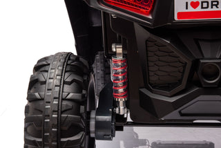 12V7A*1 30W*4 Four-Wheel Drive Seat One Button Start, Forward And Backward, High And Low Speed, Music, Front Light, Power Display, Two Doors Can Open, 2.4G R / C, Seat Belt Four Wheel Absorber