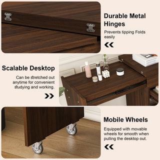 Folding Desk With Mirror And Storage Stol For Bedroom