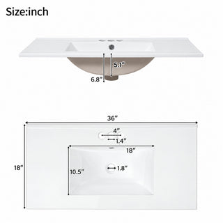 Bathroom Vanity With Sink, Soft Close Doors, Double Shelves & Divided Drawer