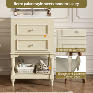 Retro Design Bathroom Vanity With Sink, 2 Drawer Storage Cabinet