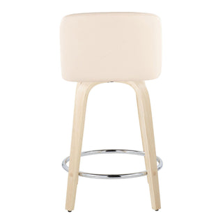 Toriano - Contemporary Fixed Height Counter Stool & Swivel And Round Footrest (Set of 2)