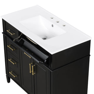 Bathroom Vanity With Sink, 4 Drawers, 2 Doors