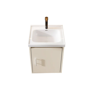 16" Floating Bathroom Vanity Combo, Wall Mounted Cabinet With Sink & Soft Close Doors For Small Bathrooms - Khaki
