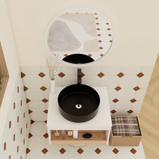 Floating Bathroom Vanity With Glossy Round Vessel Sink