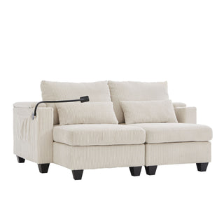 Convertible Chaise Lounge Sofa Chair With USB Ports, Cup Holders, Phone Holder And Storage