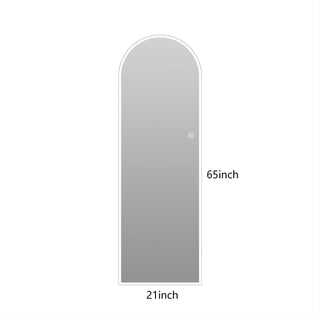 LED Full Length Wall Mirror With Symmetrical Arch Design, Dimmable 3 Color Temperature Lighting - Silver