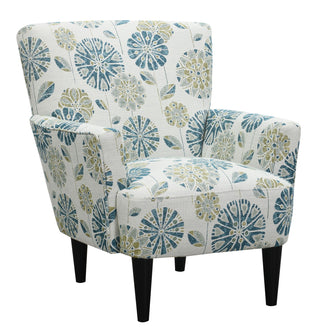 Floral Accent Chair - Blue - Wood