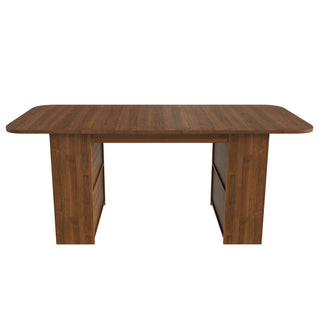 Dining Table With Drawers & Open Storage - Walnut