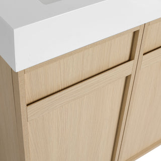 Freestanding Bathroom Vanity With Resin Sink & Soft Close Cabinet Doors