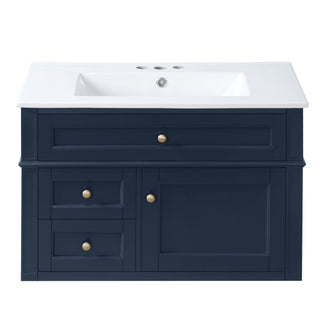 Wall Mounted Bathroom Vanity With 2 Drawers, 1 Tip Out Drawer, 3 Holes Sink
