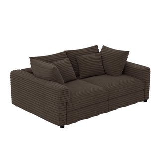 Deep Seat Convertible Sofa With Soft Pillows And Ottomans
