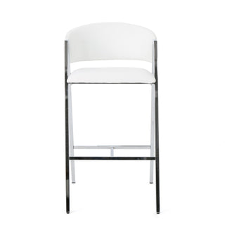 Modern Bar Stools With Low Back And Arms And Durable Metal Frame (Set of 2) - Ivory
