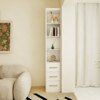 Rectangular Side Storage Cabinet With 3 Drawers For Bedroom - White