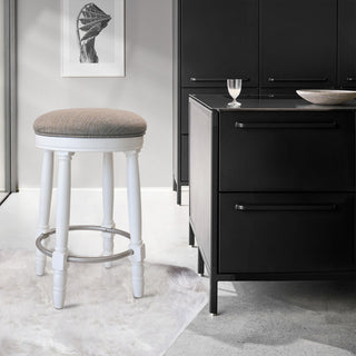 360° Swivel Wooden Barstools With Upholstered Seat, Counter Height (Set of 2)