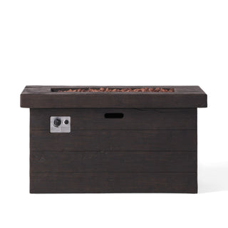 Custer - Rectangular Fire Pit 50, 000 Btu Magnesium Oxide - Brown