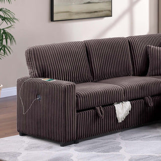 Convertible Sectional Upholstered Sleeper Sofa With Storage Chaise