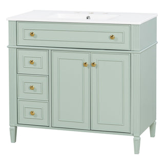 Bathroom Vanity With Sink, 3 Drawers & 2 Soft-Close Doors