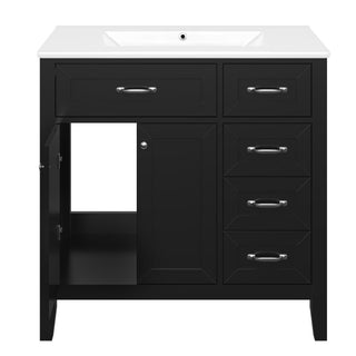 Modern Bathroom Vanity With Sink, Freestanding Design With Drawers And Doors