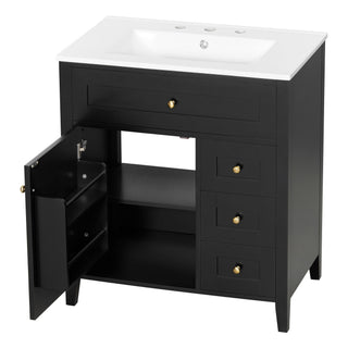 Bathroom Vanity With Sink, 3 Drawers And Adjustable Shelf