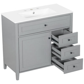 Bathroom Vanity With Sink, Cabinet With 3 Drawers And Adjustable Shelf